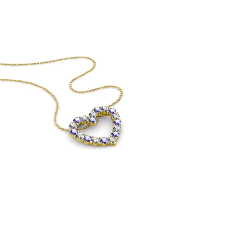 Zayna 2.00 mm Round Tanzanite and Diamond Heart Pendant 