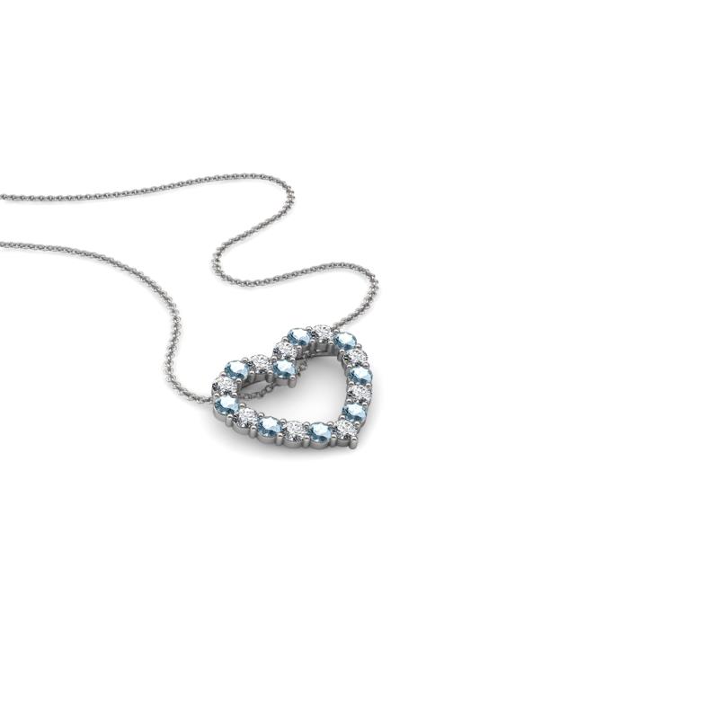 Zayna 2.00 mm Round Aquamarine and Diamond Heart Pendant 