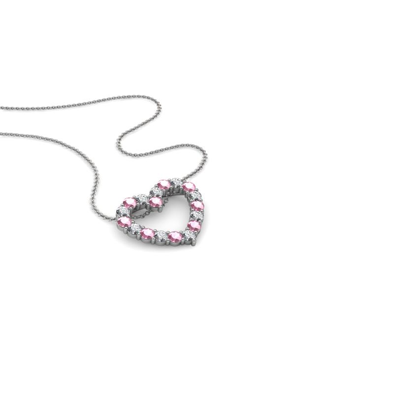 Zayna 2.00 mm Round Pink Tourmaline and Diamond Heart Pendant 