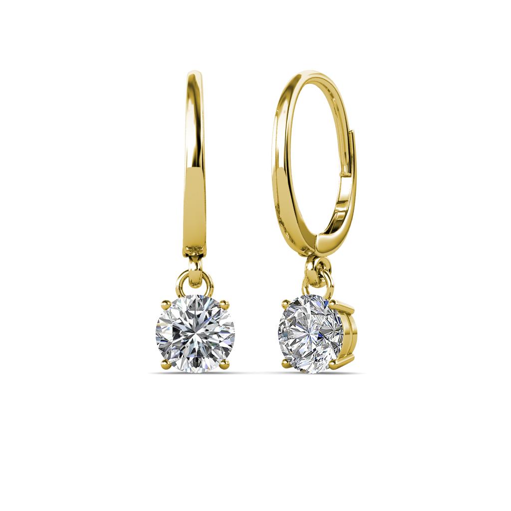 1/10 Carat Bezel-Set Round-Cut Real Diamond Dangle Earrings in Sterling  Silver | eBay
