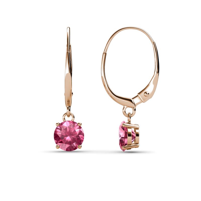 Grania Pink Tourmaline (5mm) Solitaire Dangling Earrings 