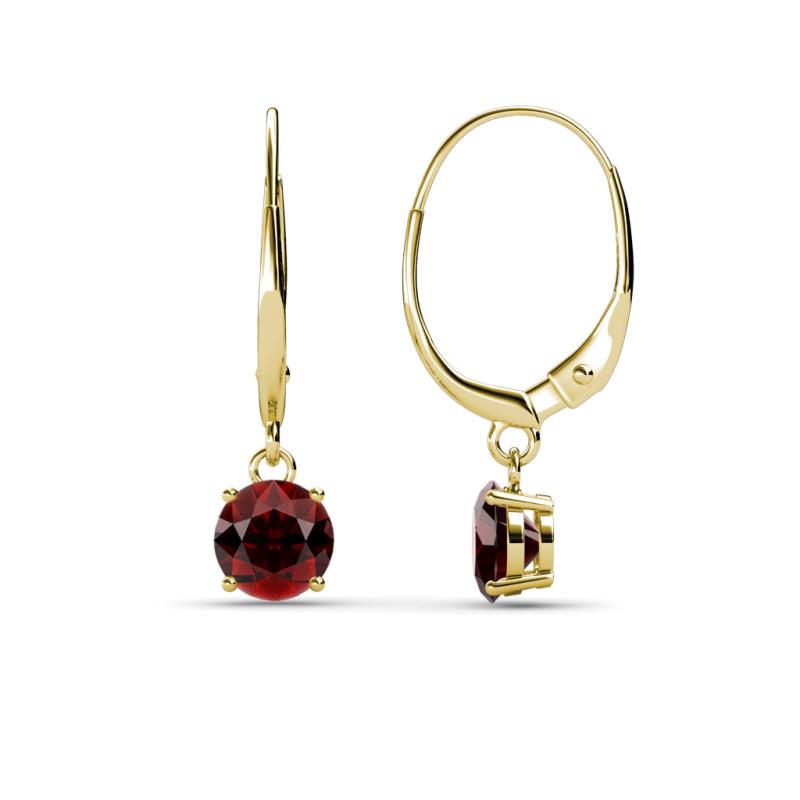 Grania Red Garnet (5mm) Solitaire Dangling Earrings 