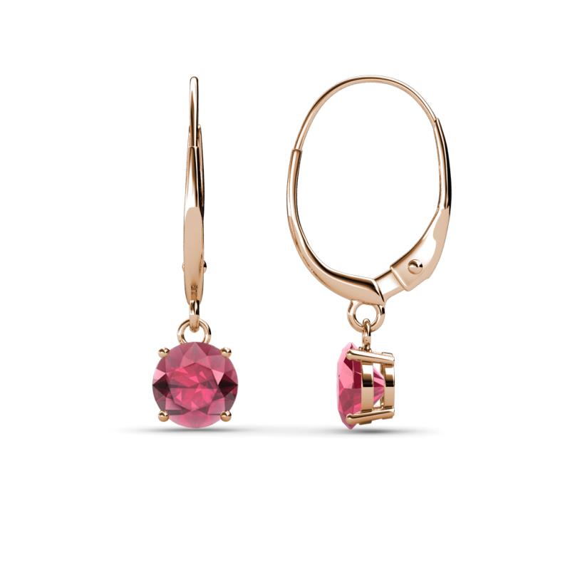 Grania Rhodolite Garnet (5mm) Solitaire Dangling Earrings 