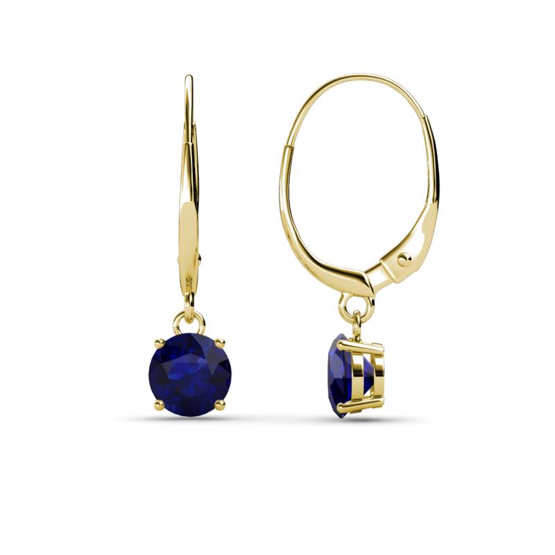 Grania Blue Sapphire (5mm) Solitaire Dangling Earrings 