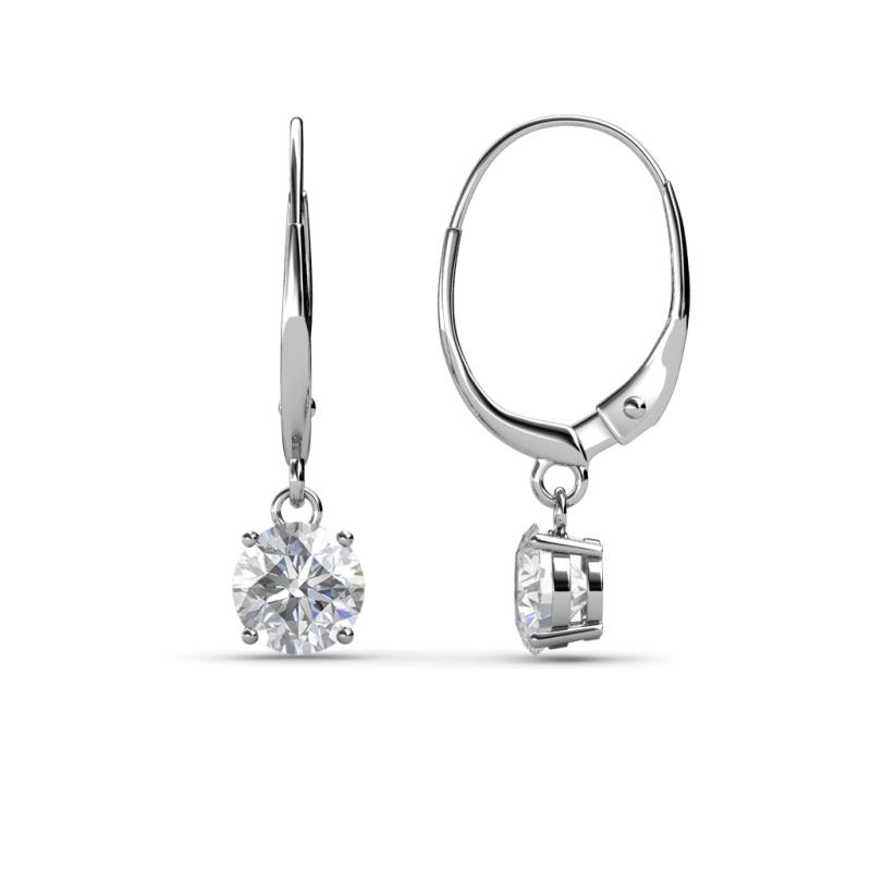 Grania White Sapphire (5mm) Solitaire Dangling Earrings 