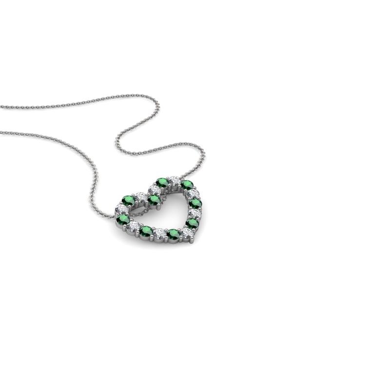 Zayna 2.00 mm Round Emerald and Diamond Heart Pendant 