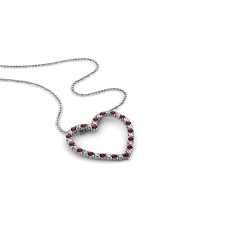 Elaina Red Garnet and Diamond Heart Pendant 
