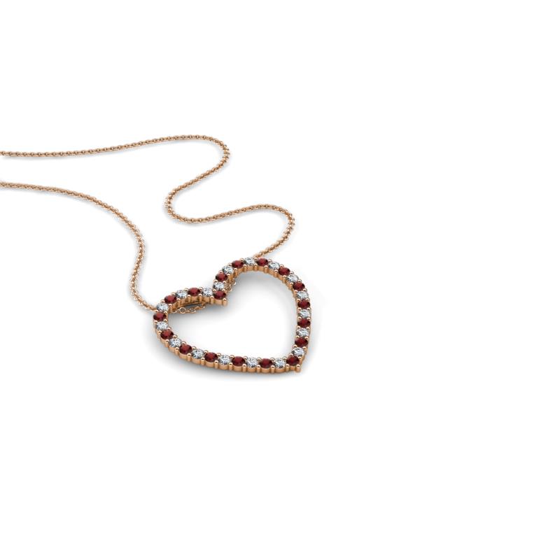 Elaina Red Garnet and Diamond Heart Pendant 