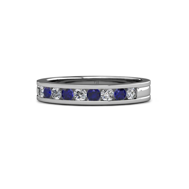 Vanna 2.20 mm Blue Sapphire and Diamond 9 Stone Wedding Band 