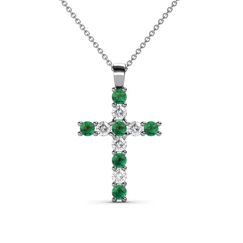 Elihu Petite Emerald and Diamond Cross Pendant 