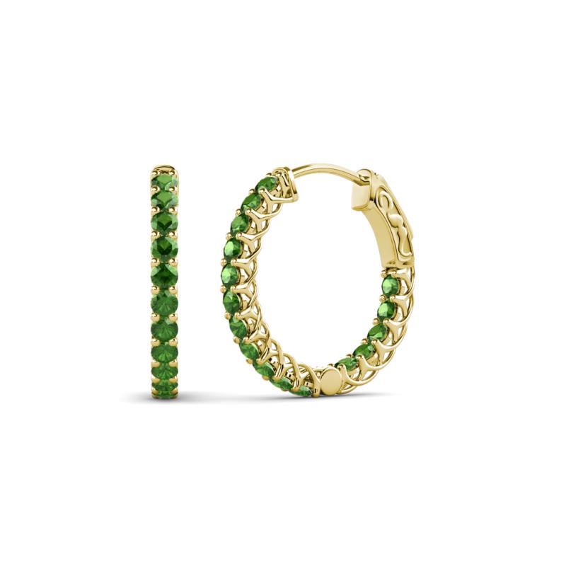 Amara Green Garnet Hoop Earrings 
