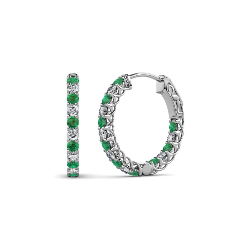 Amara Emerald and Diamond Hoop Earrings 