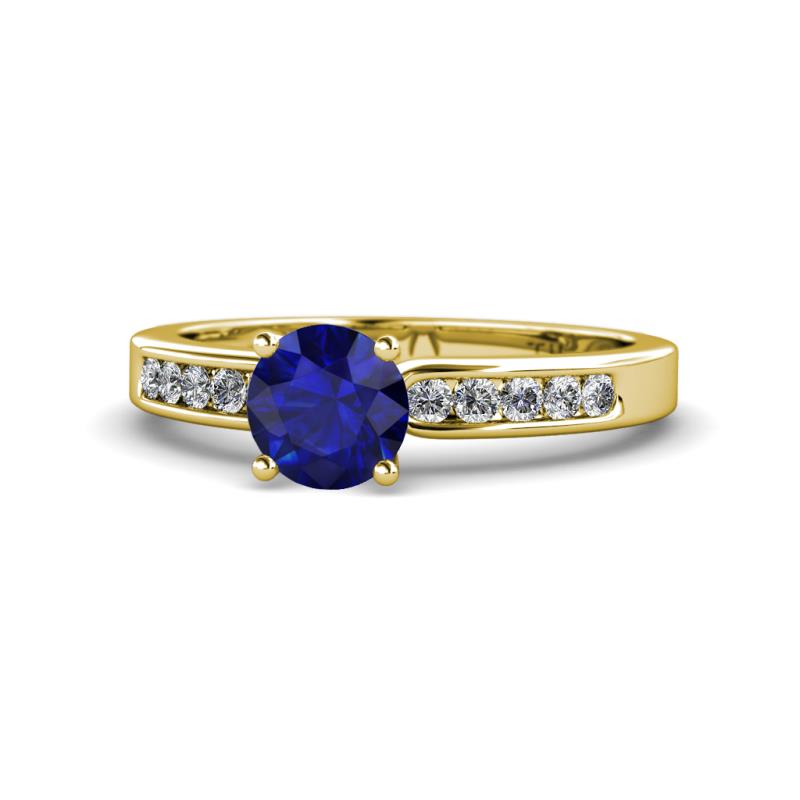 Enya Classic Blue Sapphire and Diamond Engagement Ring 