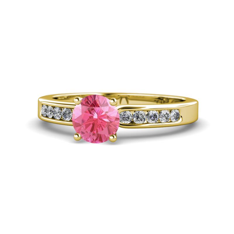 Enya Classic Pink Tourmaline and Diamond Engagement Ring 