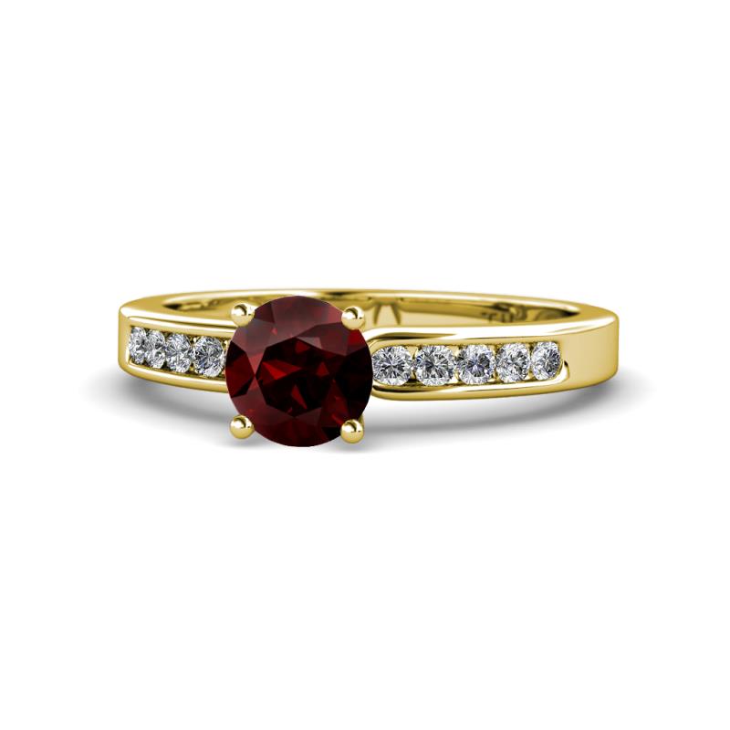 Enya Classic Red Garnet and Diamond Engagement Ring 