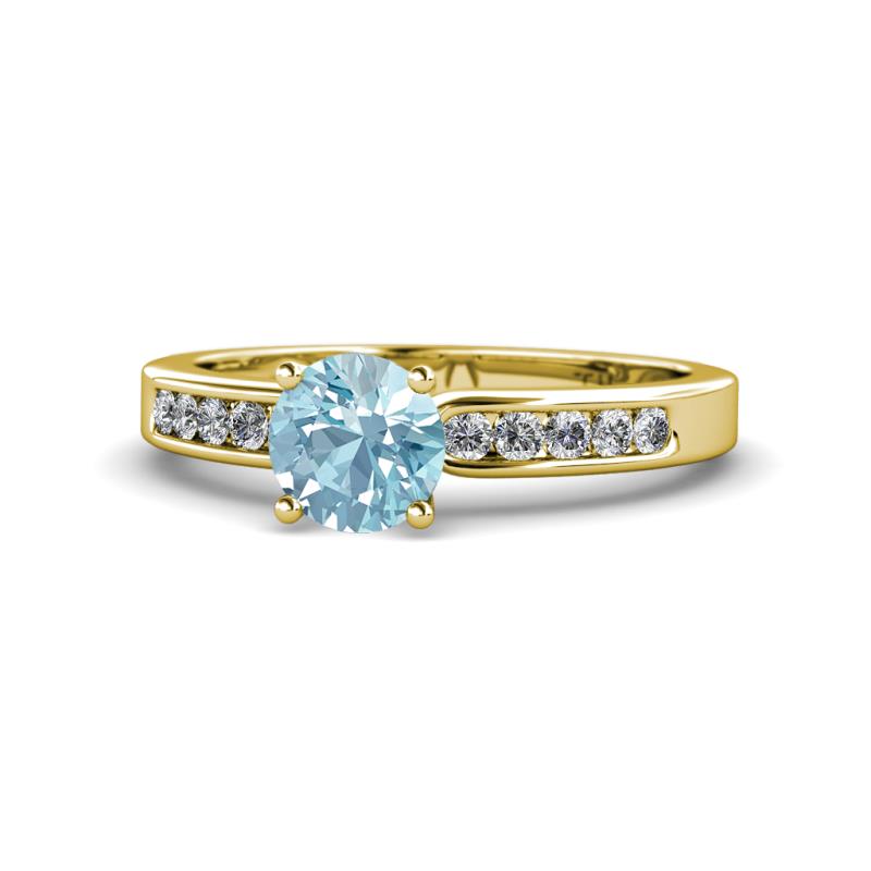 Enya Classic Aquamarine and Diamond Engagement Ring 