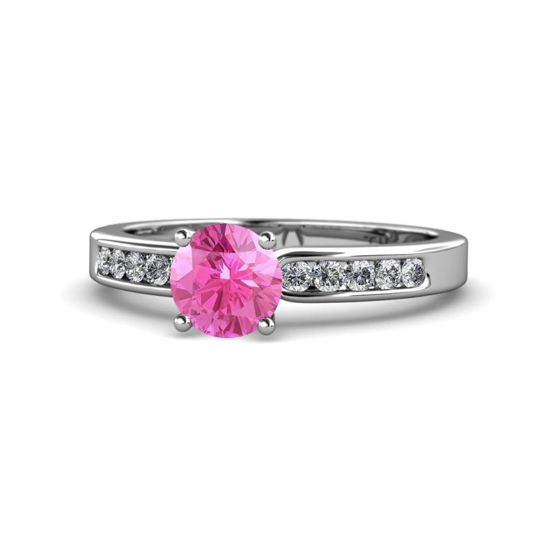 Enya Classic Pink Sapphire and Diamond Engagement Ring 