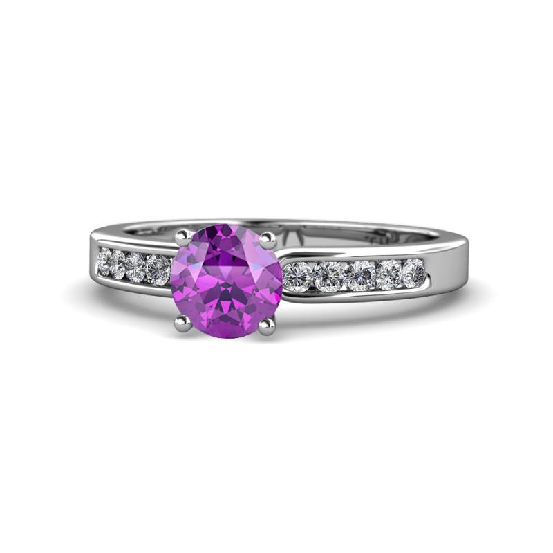 Enya Classic Amethyst and Diamond Engagement Ring 