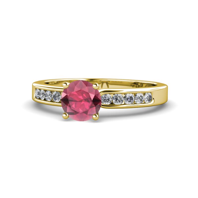 Enya Classic Rhodolite Garnet and Diamond Engagement Ring 