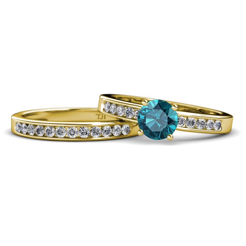 Enya Classic London Blue Topaz and Diamond Bridal Set Ring 