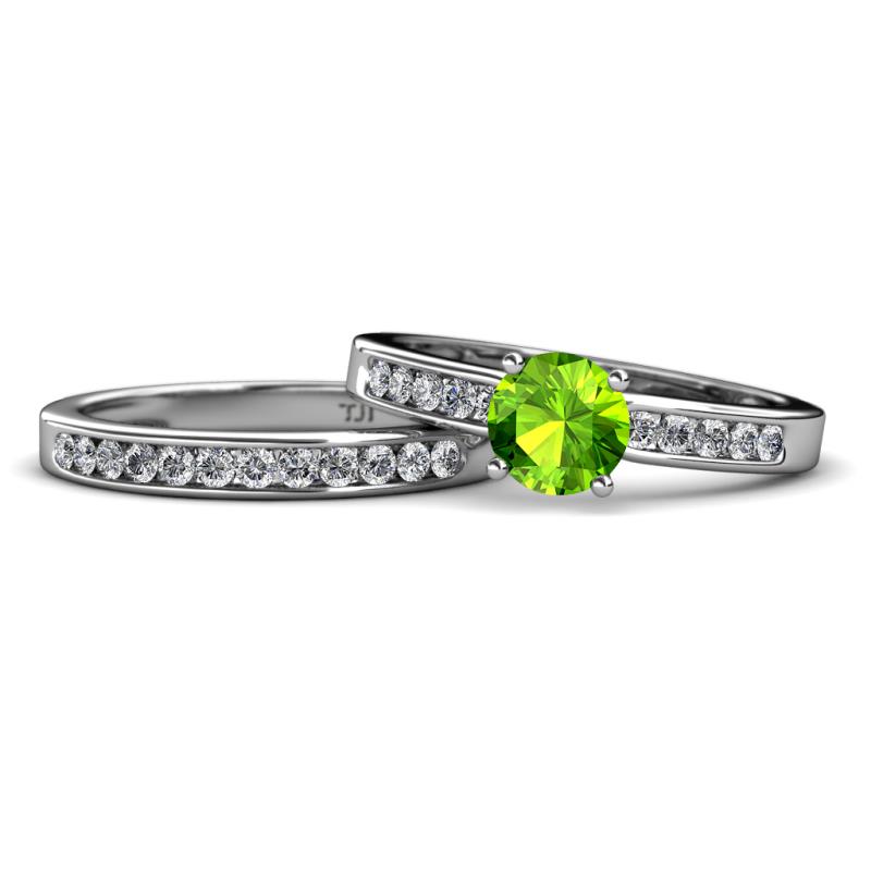 Enya Classic Peridot and Diamond Bridal Set Ring 