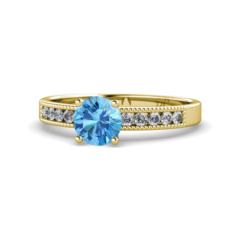 Ronia Classic Blue Topaz and Diamond Engagement Ring 