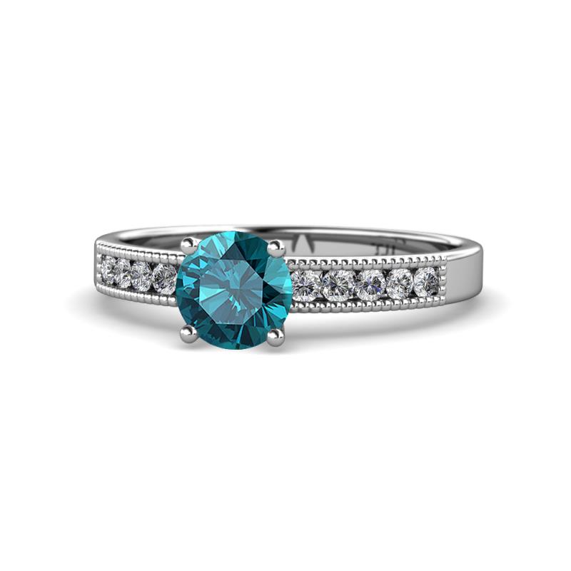 Ronia Classic London Blue Topaz and Diamond Engagement Ring 
