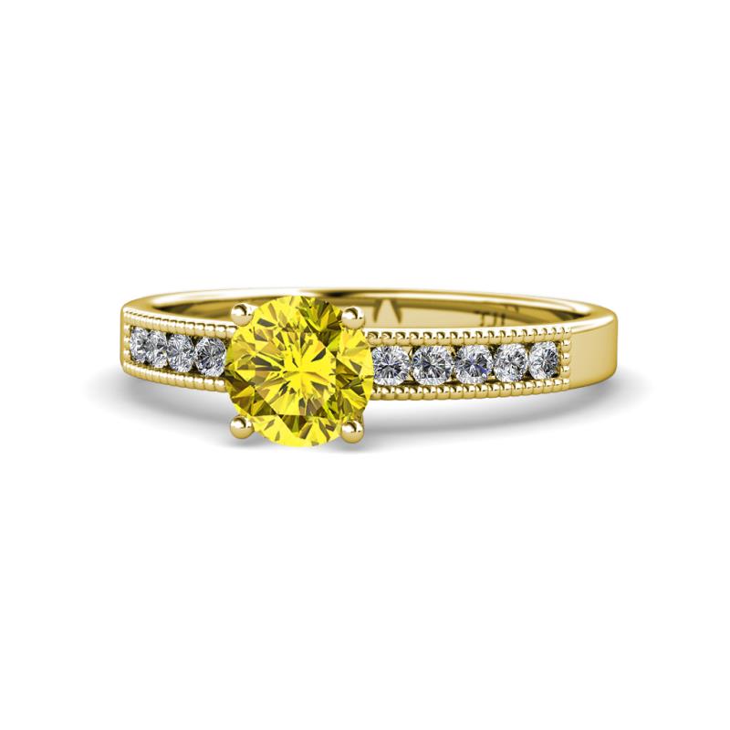 Ronia Classic Yellow and White Diamond Engagement Ring 