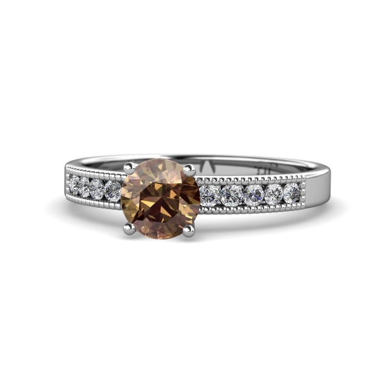 Ronia Classic Smoky Quartz and Diamond Engagement Ring 