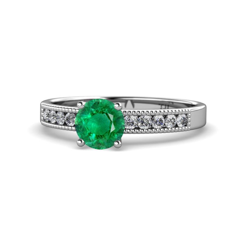 Ronia Classic Emerald and Diamond Engagement Ring 