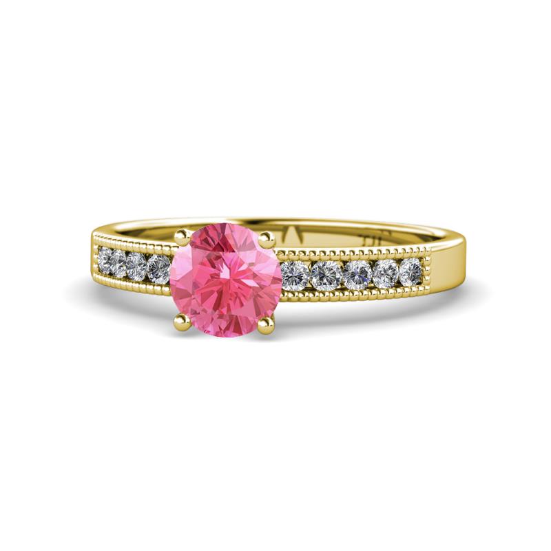 Ronia Classic Pink Tourmaline and Diamond Engagement Ring 