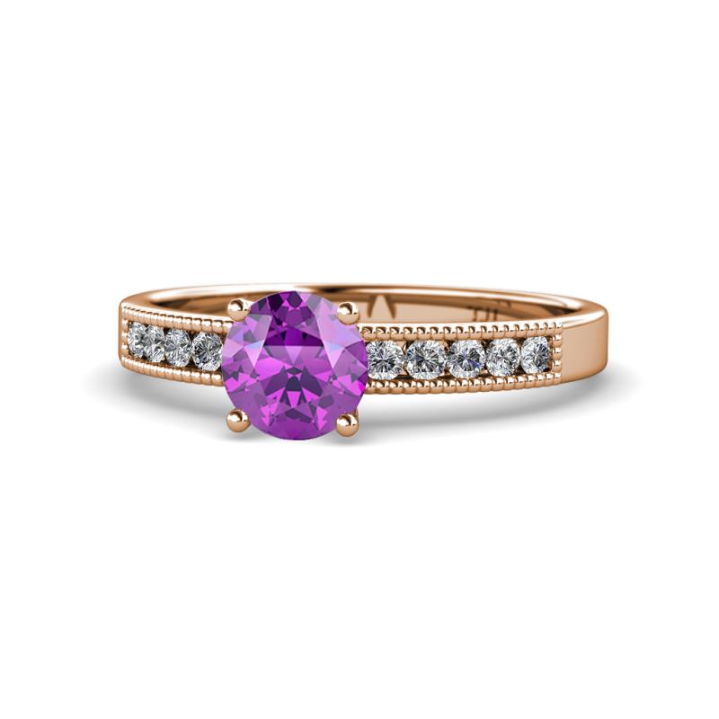 Ronia Classic Amethyst and Diamond Engagement Ring 