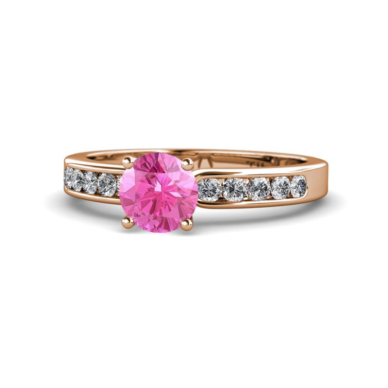 Enya Classic Pink Sapphire and Diamond Engagement Ring 