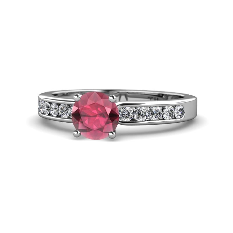 Enya Classic Rhodolite Garnet and Diamond Engagement Ring 