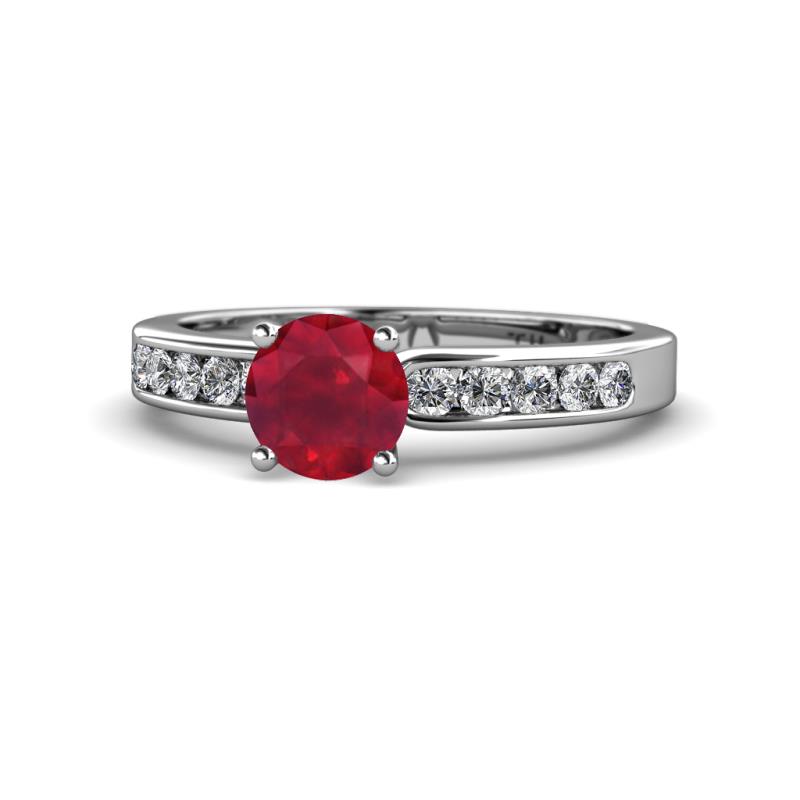 Enya Classic Ruby and Diamond Engagement Ring 