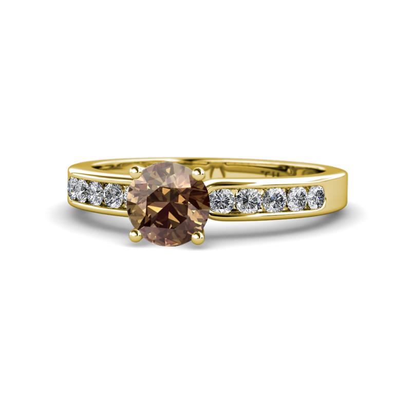 Enya Classic Smoky Quartz and Diamond Engagement Ring 
