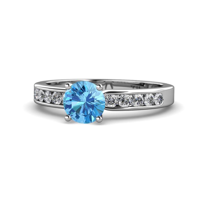 Enya Classic Blue Topaz and Diamond Engagement Ring 