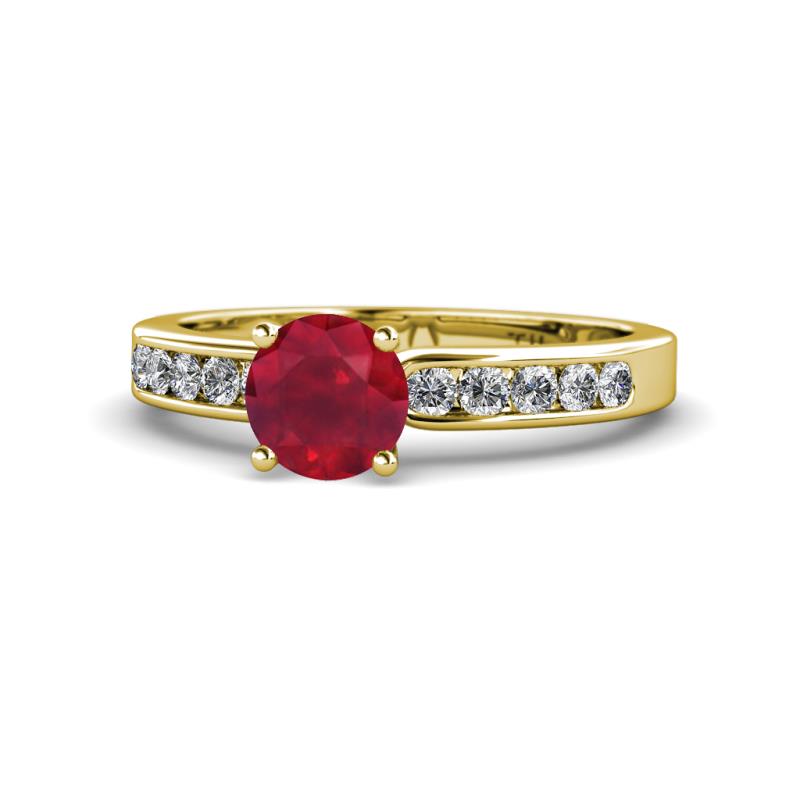 Enya Classic Ruby and Diamond Engagement Ring 