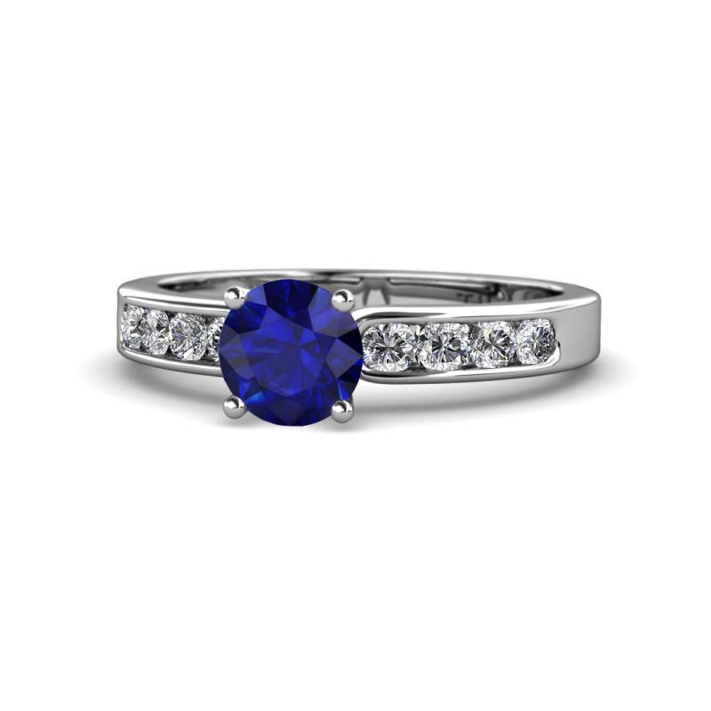 Enya Classic Blue Sapphire and Diamond Engagement Ring 