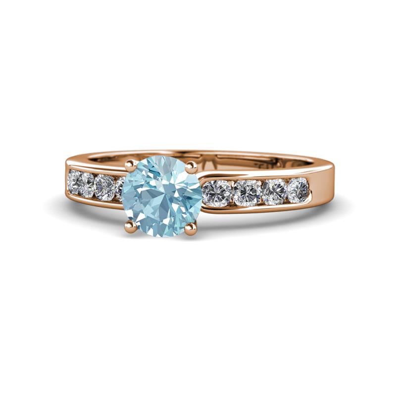 Enya Classic Aquamarine and Diamond Engagement Ring 