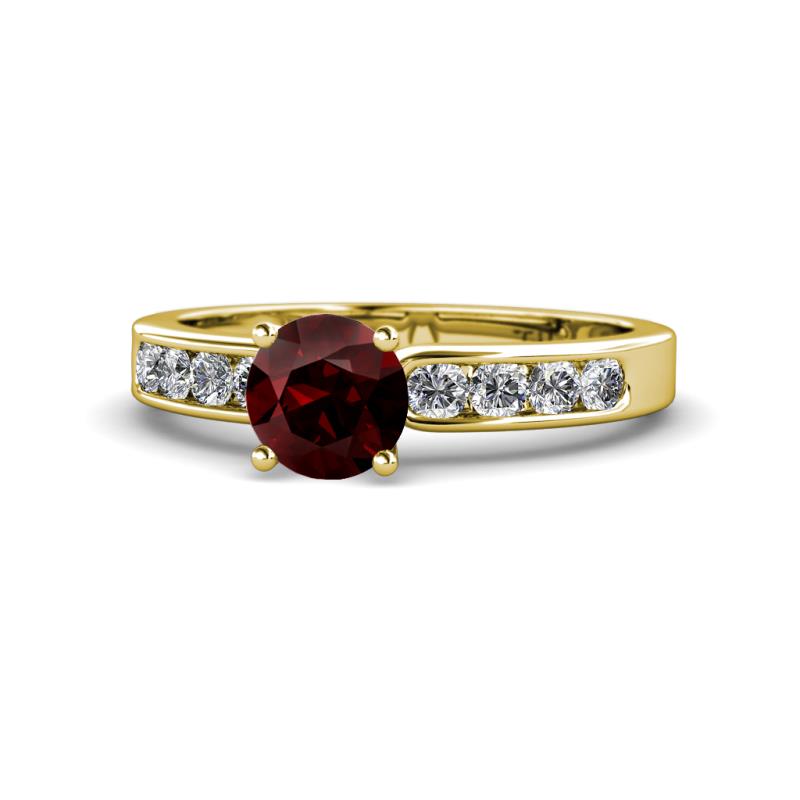 Enya Classic Red Garnet and Diamond Engagement Ring 