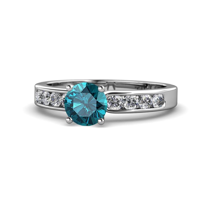 Enya Classic London Blue Topaz and Diamond Engagement Ring 