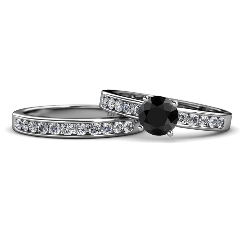 Enya Classic Black and White Diamond Bridal Set Ring 