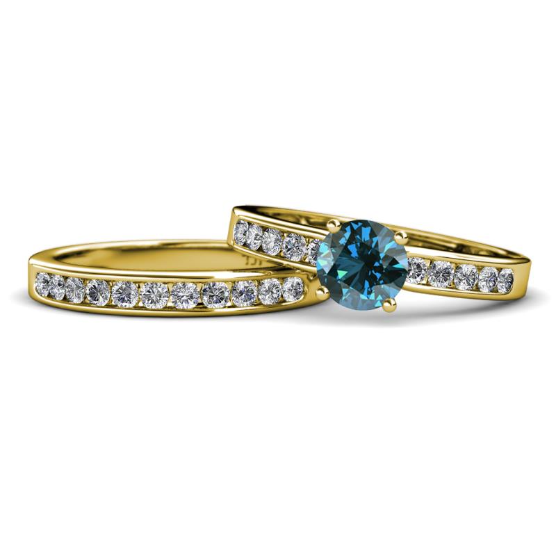 Enya Classic Blue and White Diamond Bridal Set Ring 