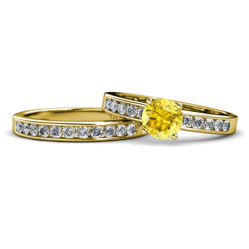 Enya Classic Yellow Sapphire and Diamond Bridal Set Ring 