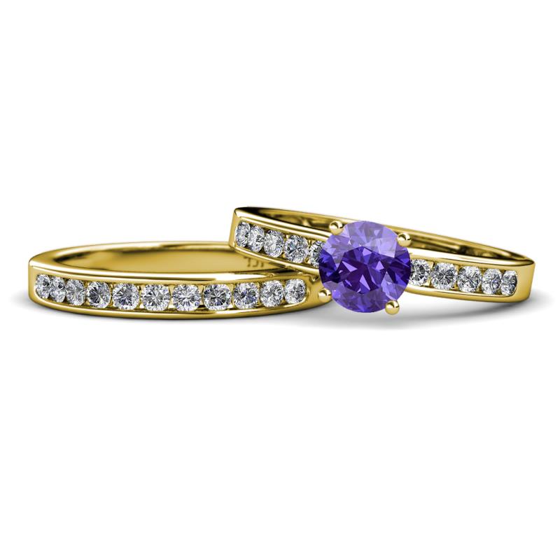 Enya Classic Iolite and Diamond Bridal Set Ring 
