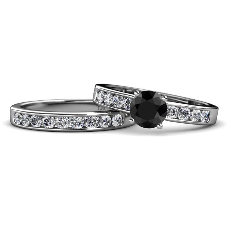 Enya Classic Black and White Diamond Bridal Set Ring 