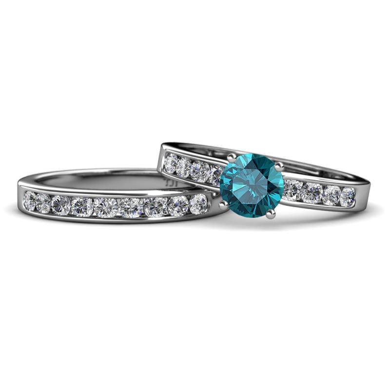 Enya Classic London Blue Topaz and Diamond Bridal Set Ring 