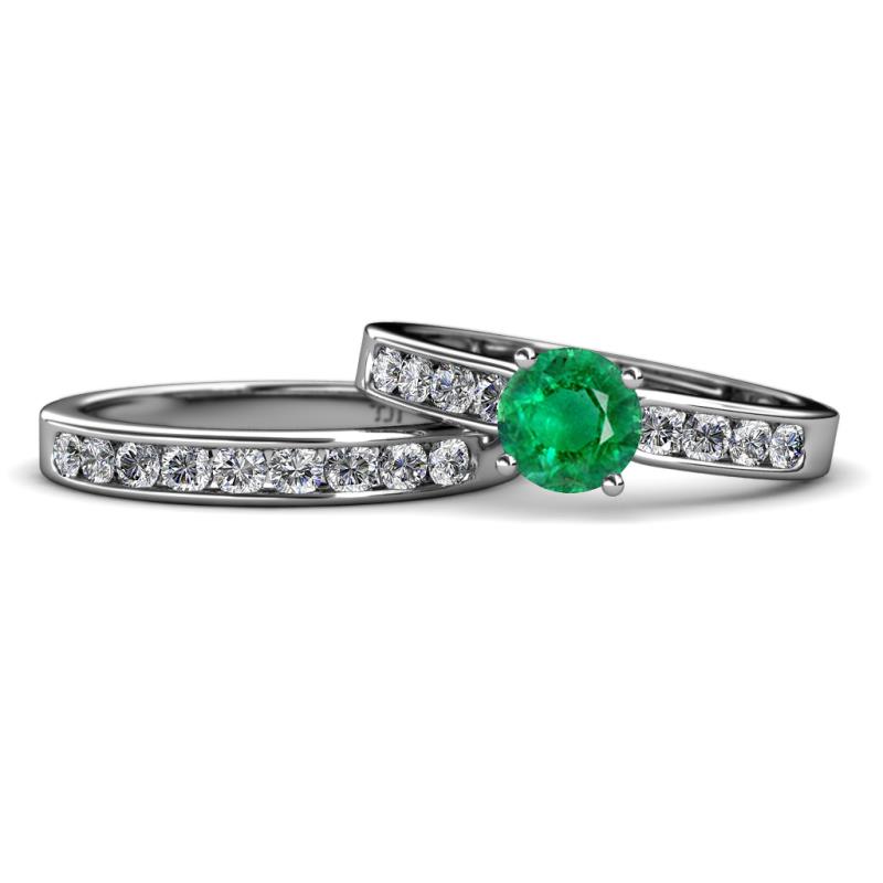 Enya Classic Emerald and Diamond Bridal Set Ring 