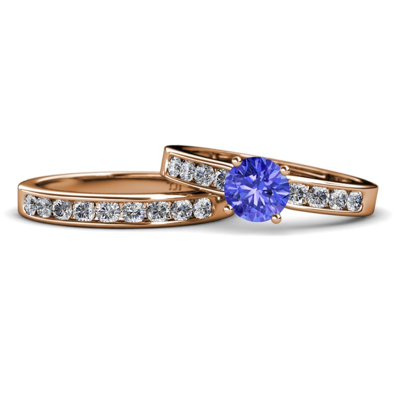 Enya Classic Tanzanite and Diamond Bridal Set Ring 